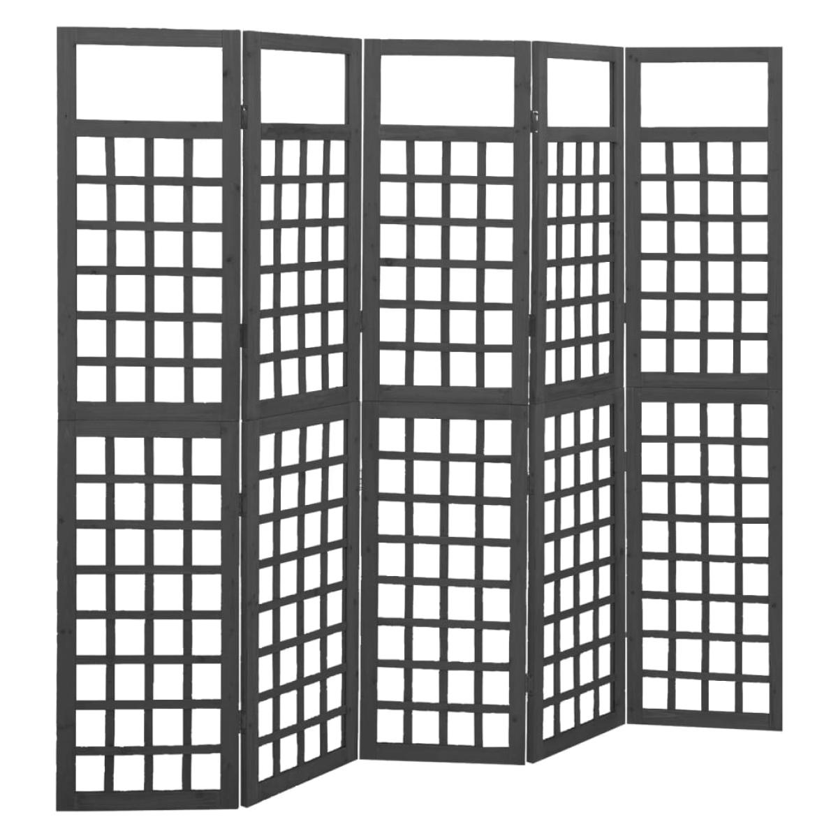 Biombo/Enrejado de 4 paneles madera abeto negro 201,5x180 cm