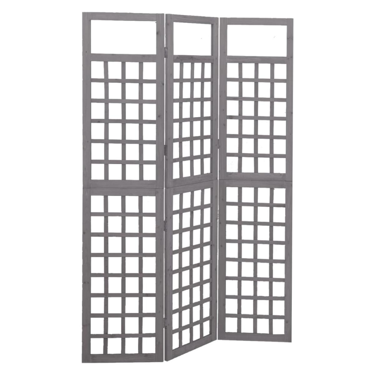 Biombo/Enrejado de 3 paneles madera maciza abeto gris 121x180cm