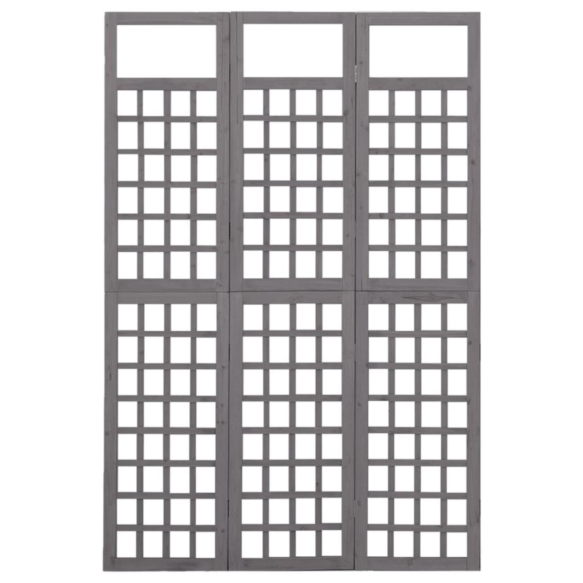 Biombo/Enrejado de 3 paneles madera maciza abeto gris 121x180cm