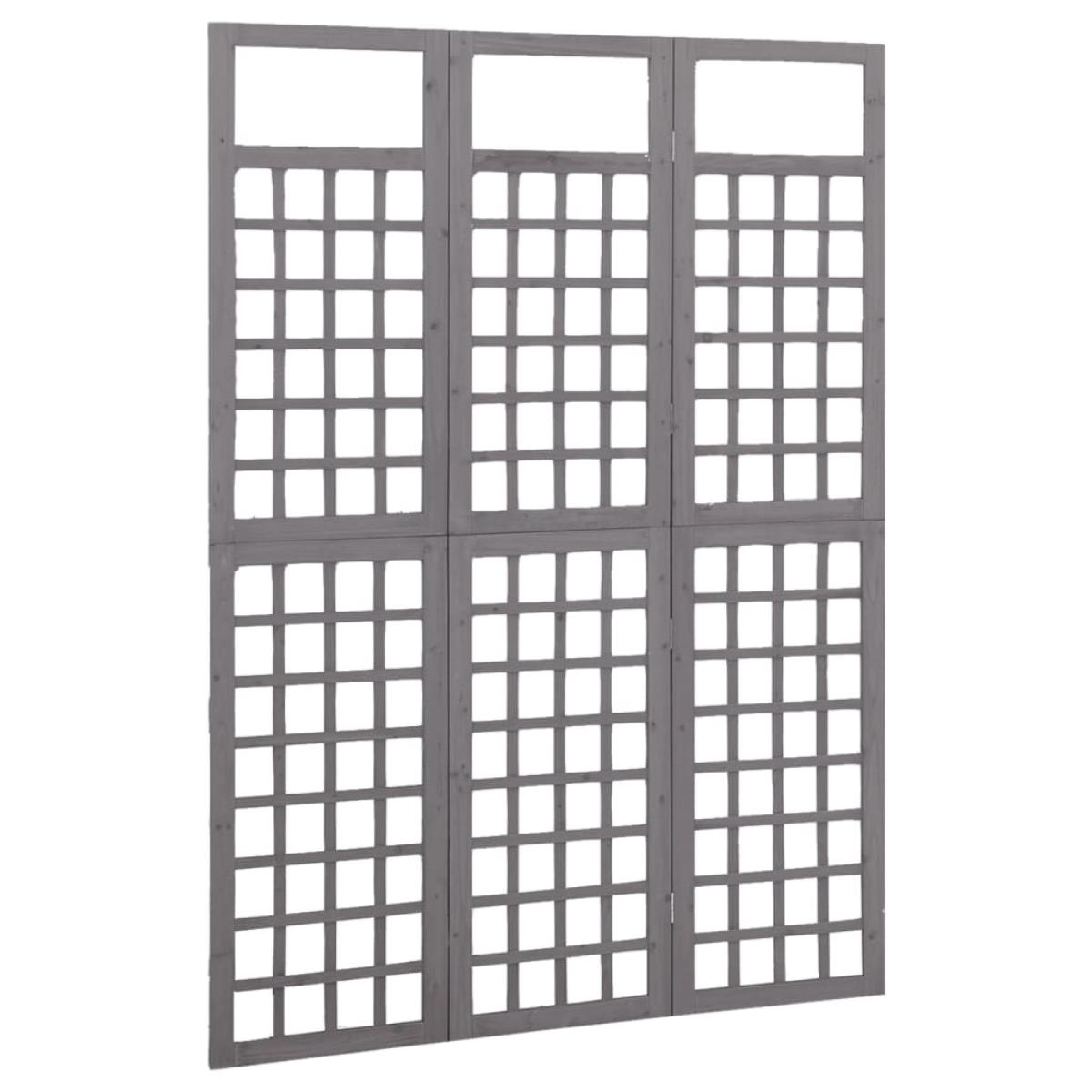 Biombo/Enrejado de 3 paneles madera maciza abeto gris 121x180cm