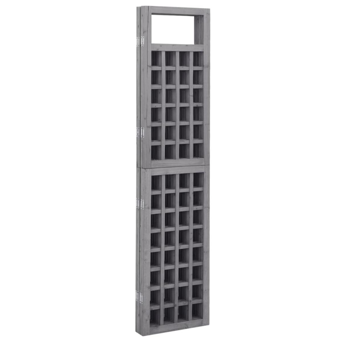 Biombo/Enrejado de 3 paneles madera maciza abeto gris 121x180cm
