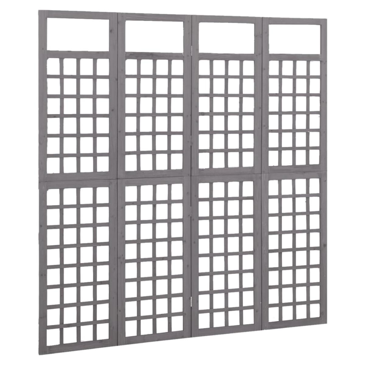 Biombo/Enrejado de 4 paneles madera maciza abeto gris 161x180cm