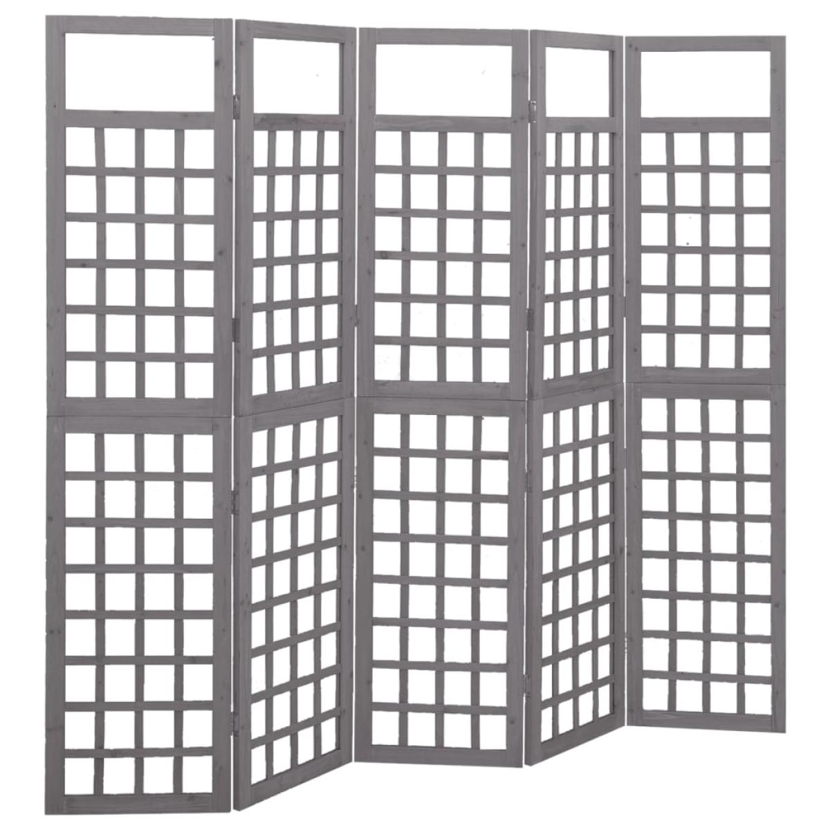 Biombo/Enrejado de 4 paneles madera abeto gris 201,5x180 cm