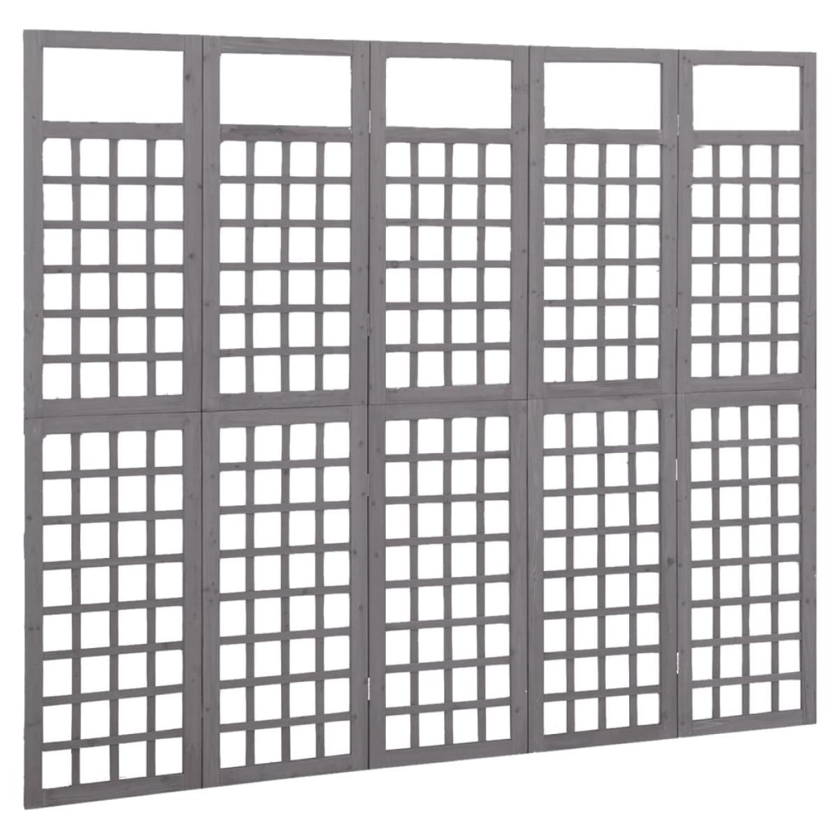 Biombo/Enrejado de 4 paneles madera abeto gris 201,5x180 cm