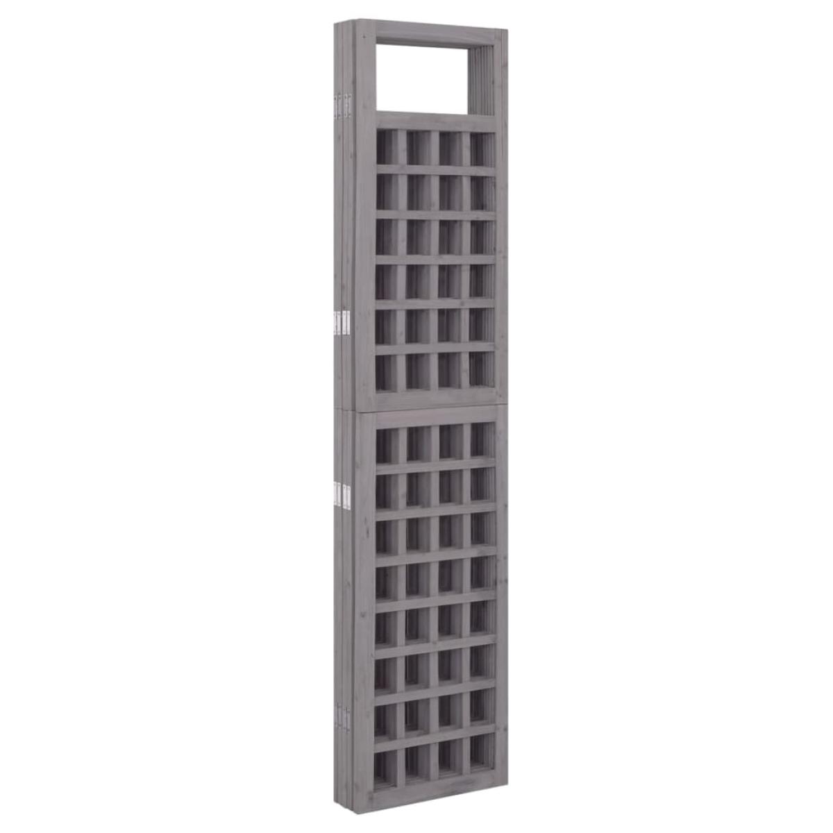 Biombo/Enrejado de 4 paneles madera abeto gris 201,5x180 cm