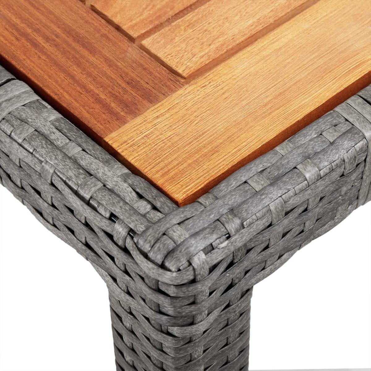 Mesa de jardín madera acacia ratán sintético gris 190x90x75 cm