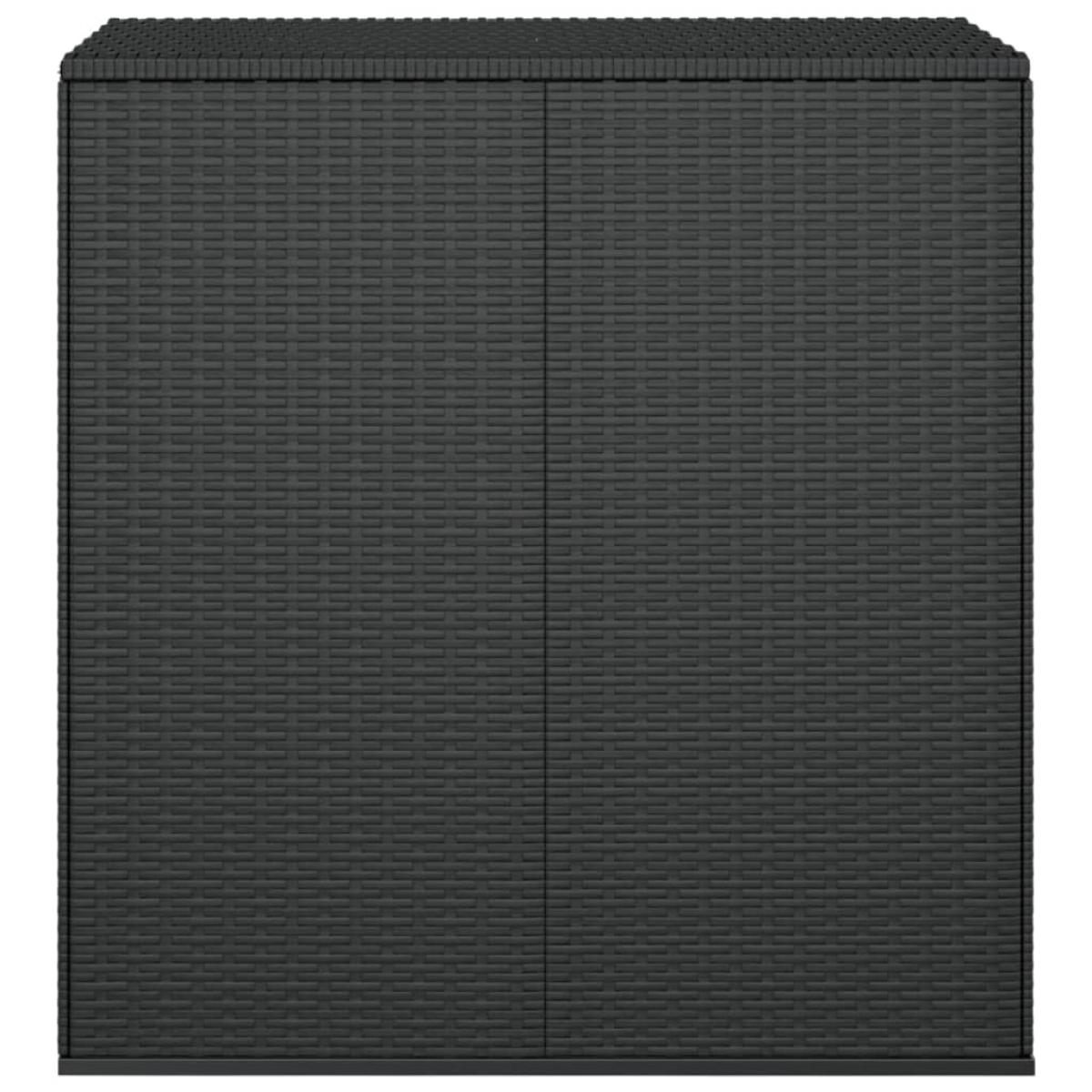 Baúl de cojines para jardín de ratán PE negro 100x49x103,5 cm