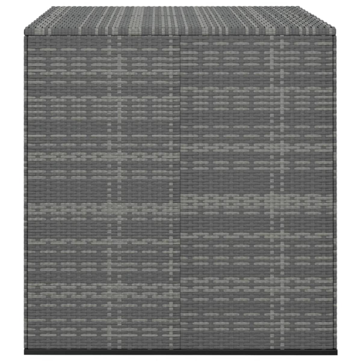 Baúl de cojines para jardín de ratán PE gris 100x97,5x104 cm
