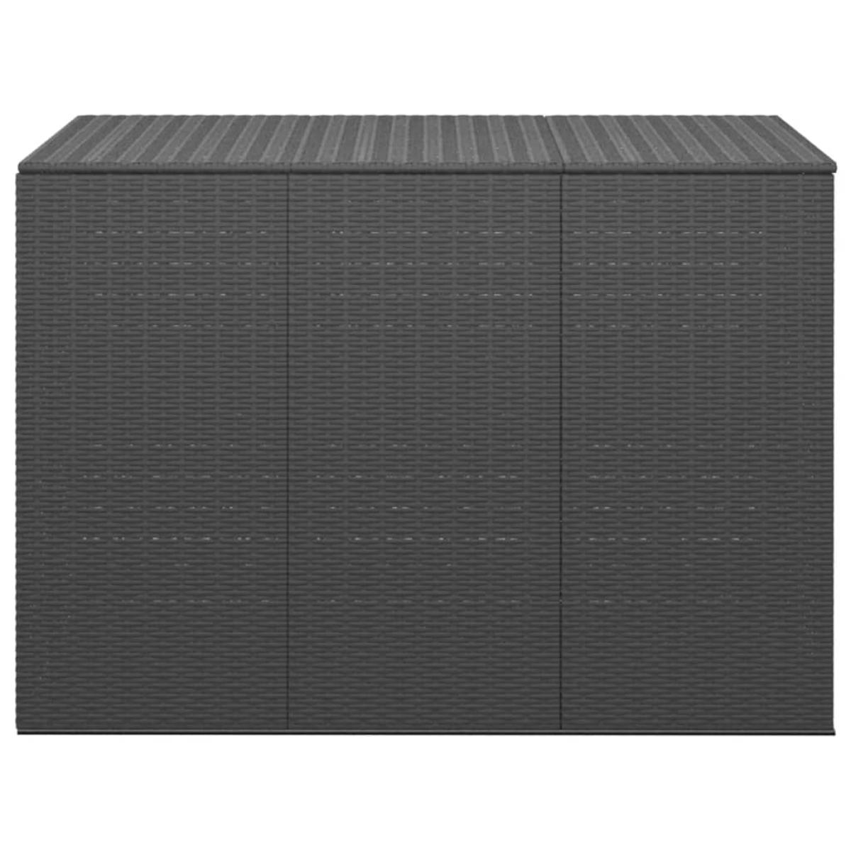 Baúl de cojines para jardín de ratán PE negro 145x100x103 cm