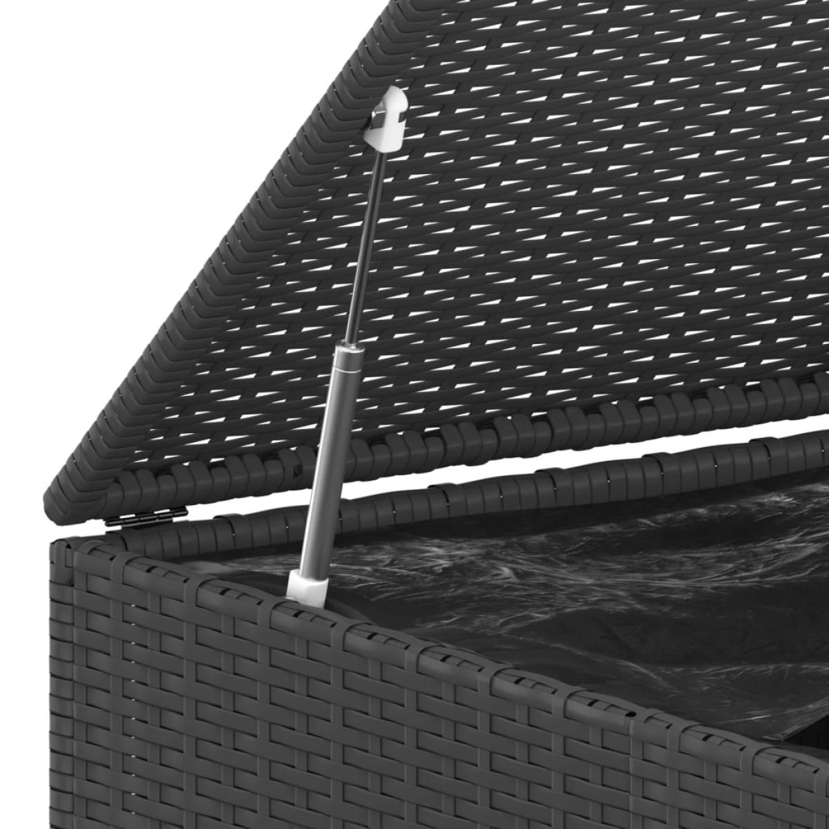 Baúl de cojines para jardín de ratán PE negro 145x100x103 cm