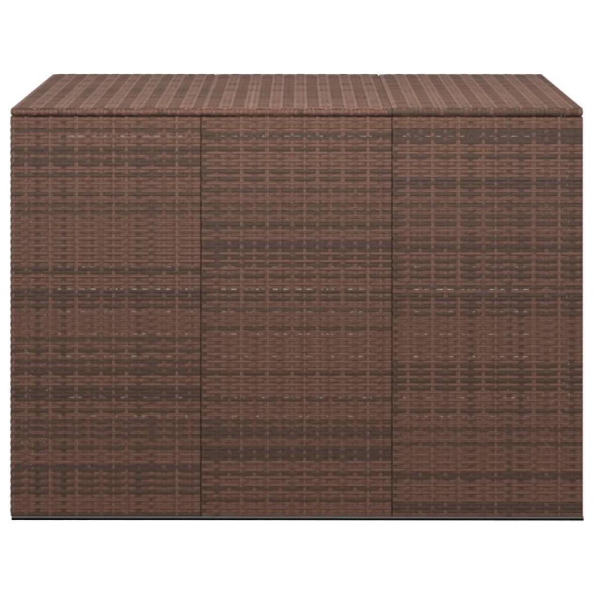 Baúl de cojines para jardín de ratán PE marrón 145x100x103 cm