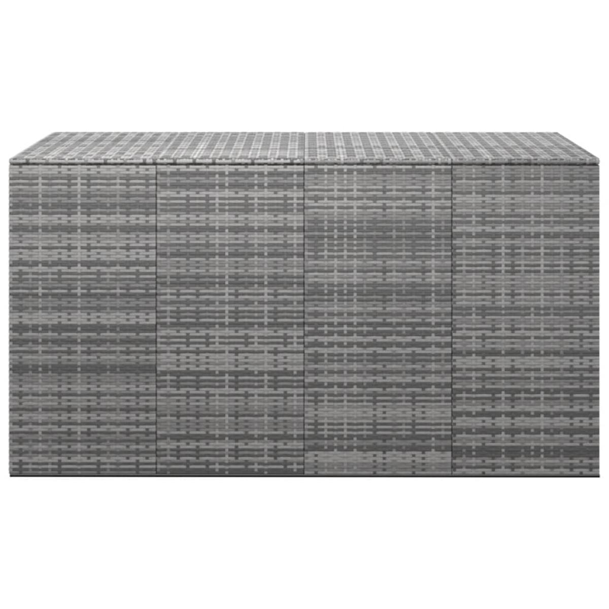 Baúl de cojines para jardín de ratán PE gris 194x100x103 cm