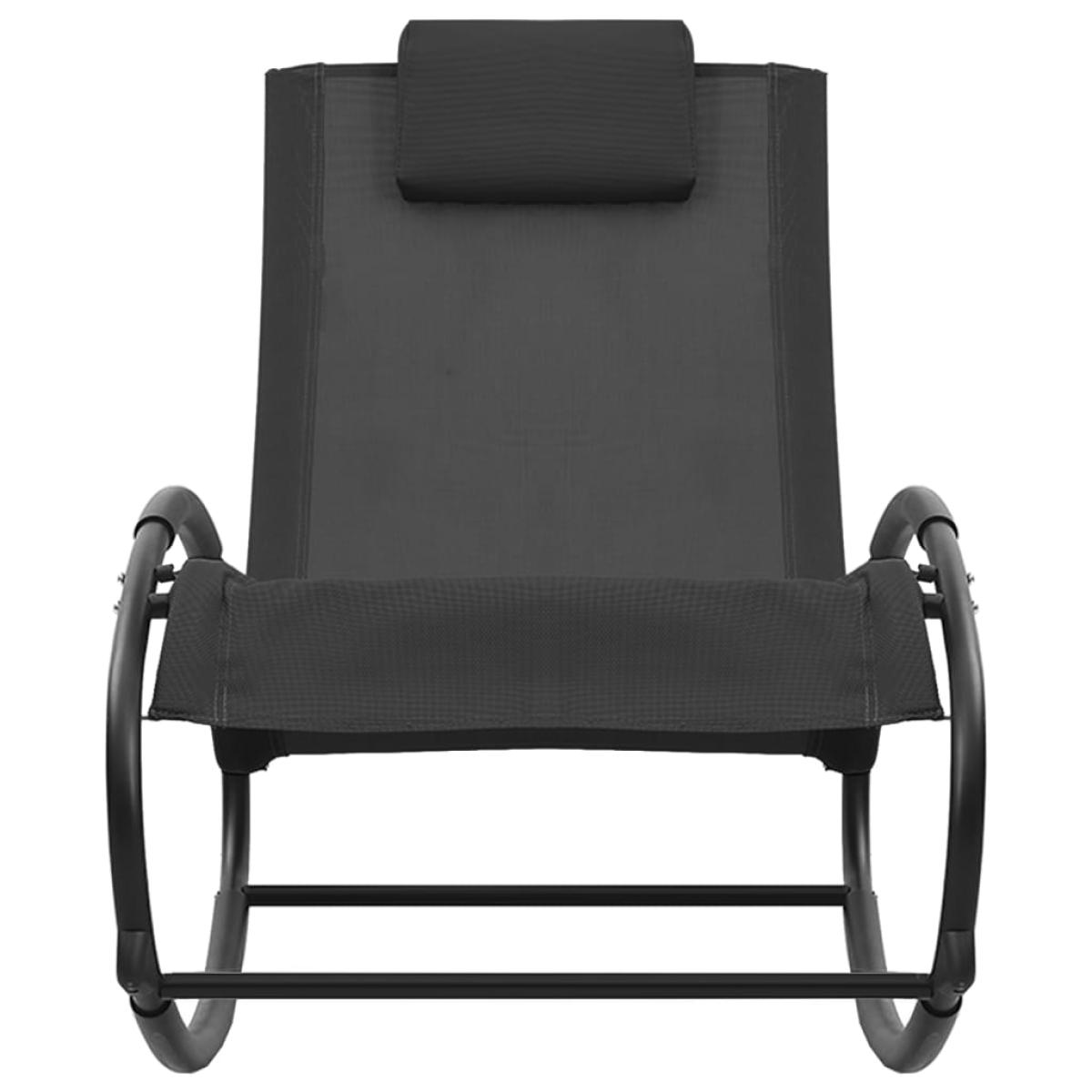Tumbona con almohada acero y textilene negro