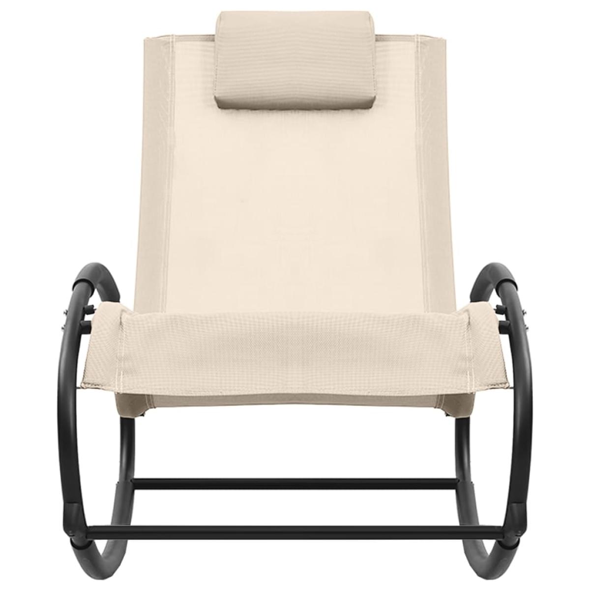 Tumbona con almohada acero y textilene crema