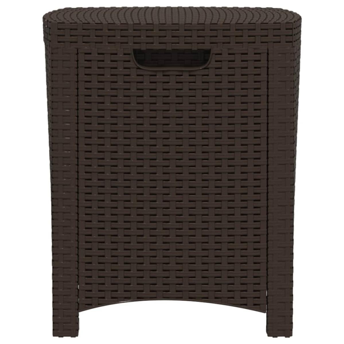 Caja de almacenaje de jardín ratán PP marrón 39x39x46 cm