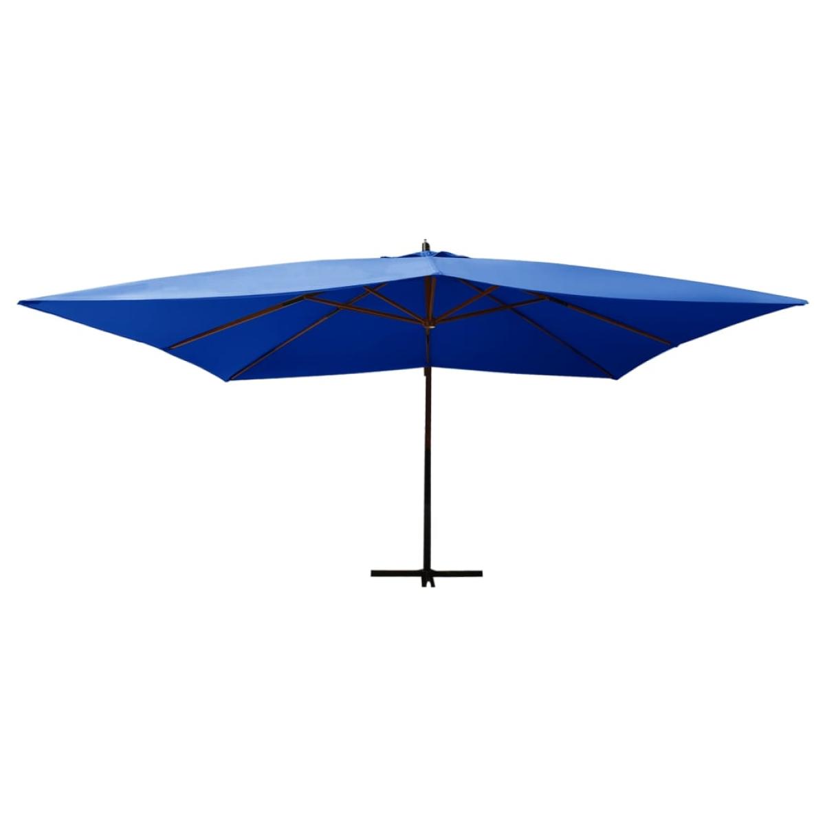 Sombrilla voladiza con poste de madera azul 400x300 cm 