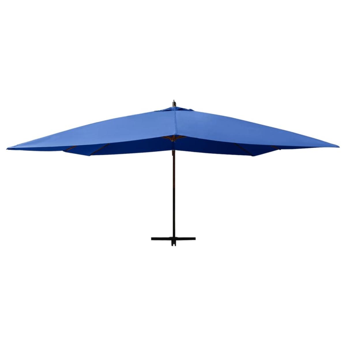 Sombrilla voladiza con poste de madera azul 400x300 cm 