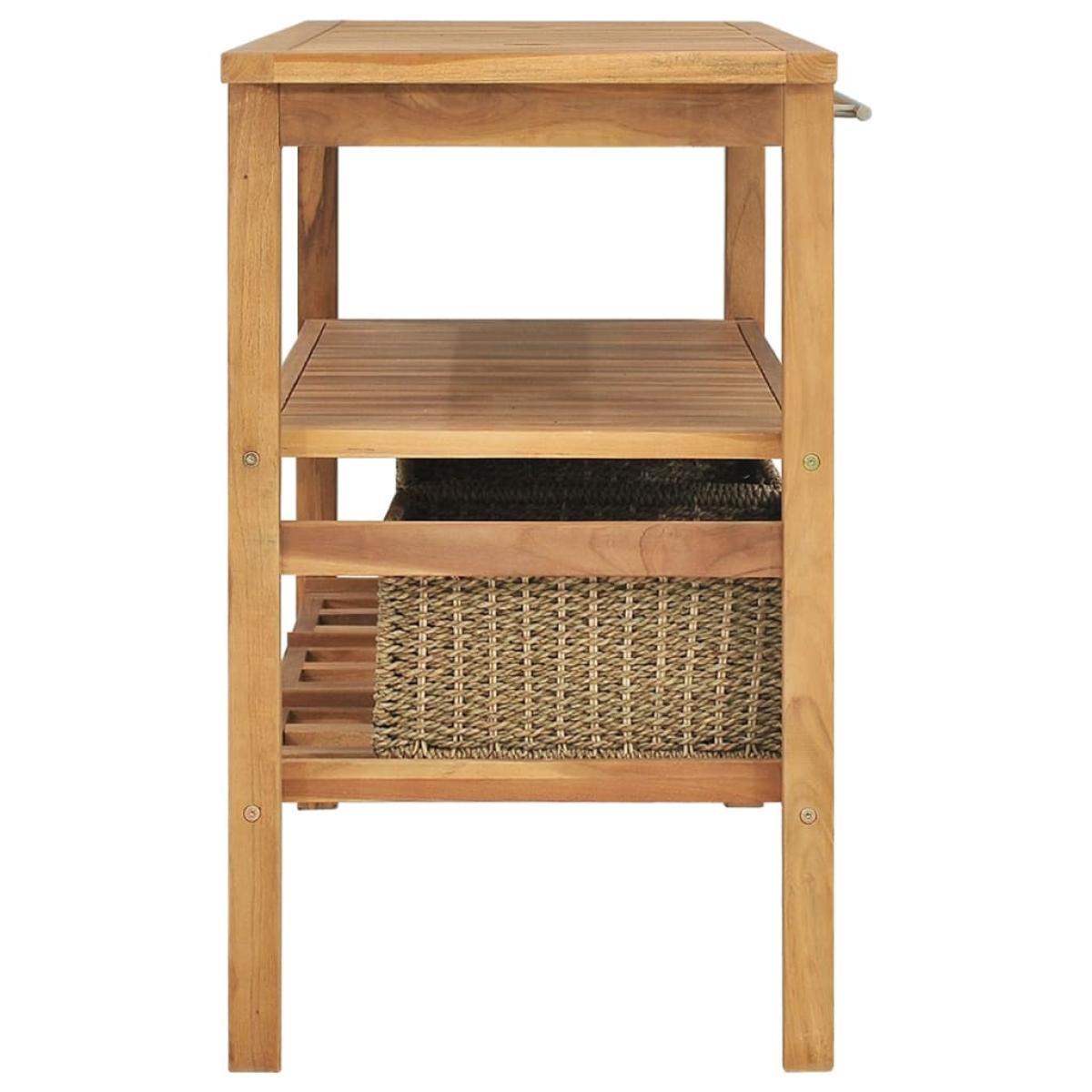 Mueble de baño con 3 cestas madera maciza de teca 132x45x75 cm