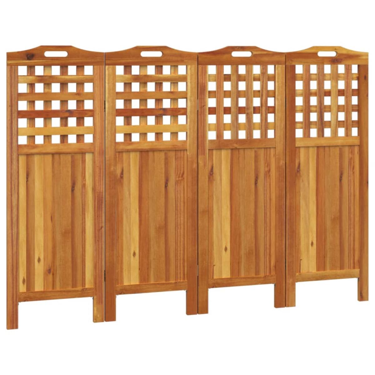 Biombo de 4 paneles de madera maciza de acacia 162x2x115 cm