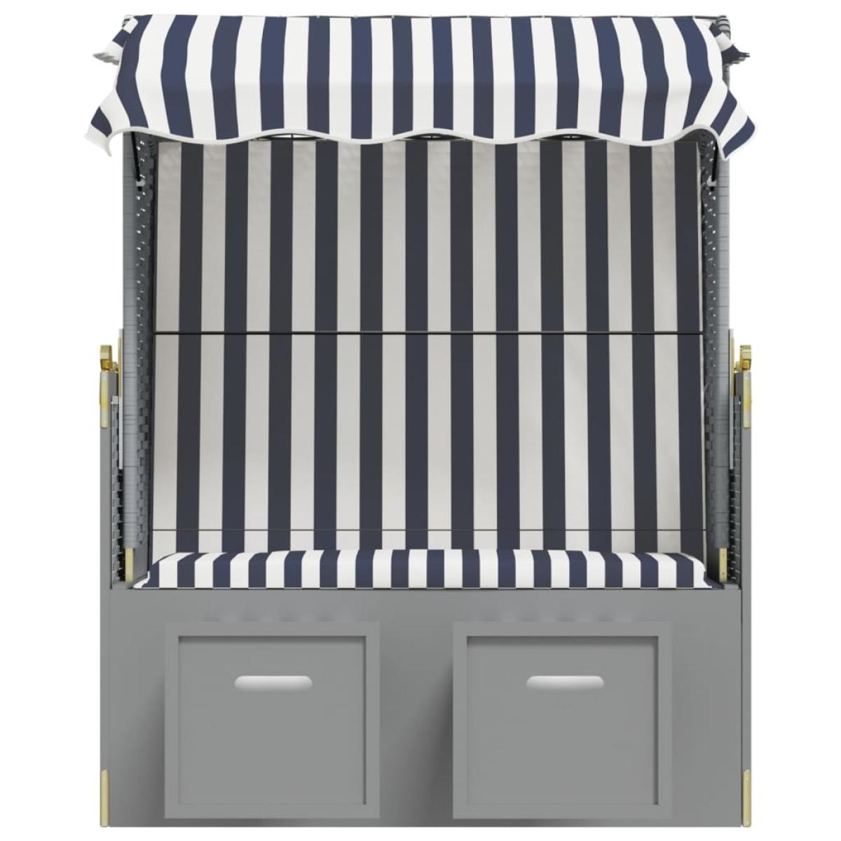 Silla playa Strandkorb dosel ratán sintético madera azul blanco