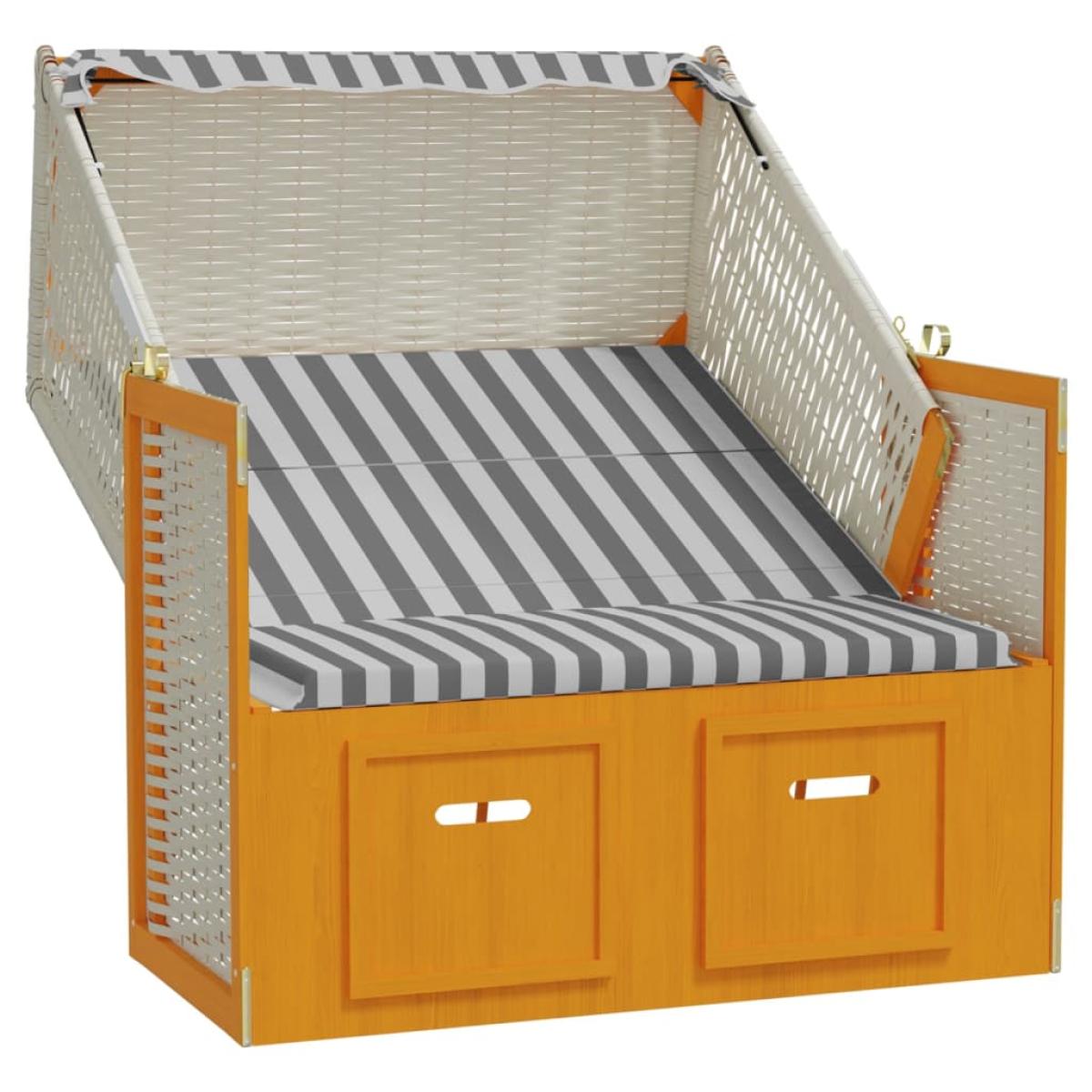 Silla playa Strandkorb dosel ratán sintético madera azul blanco