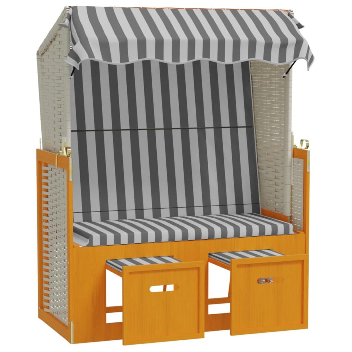 Silla playa Strandkorb dosel ratán sintético madera azul blanco
