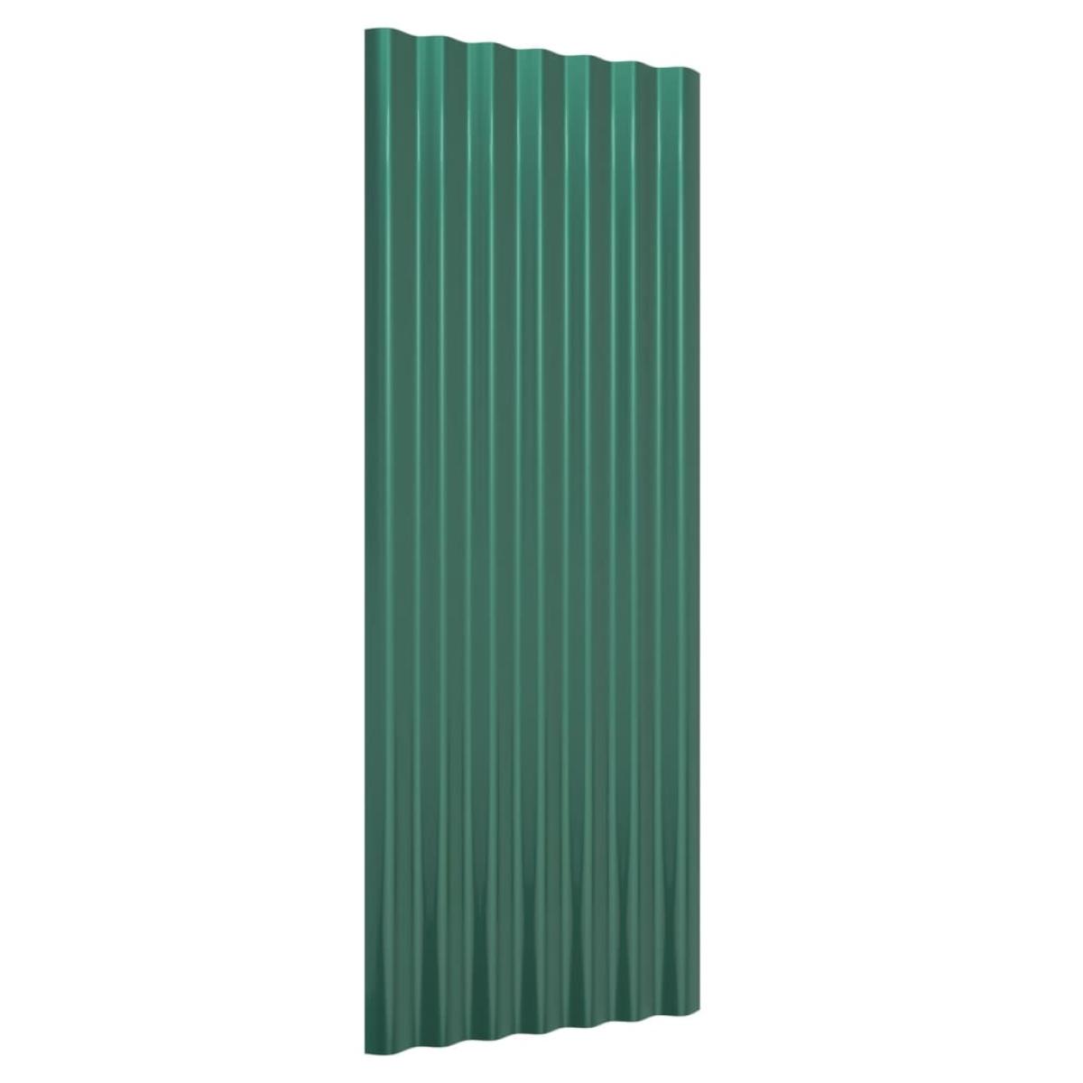 Paneles de tejado 12 unidades acero recubierto verde 100x36 cm