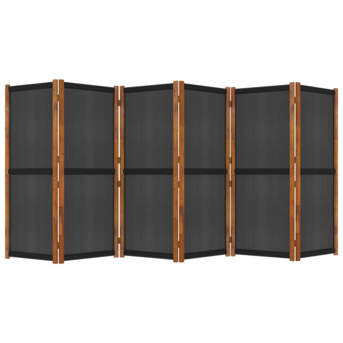 Biombo divisor de 6 paneles negro 420x180 cm