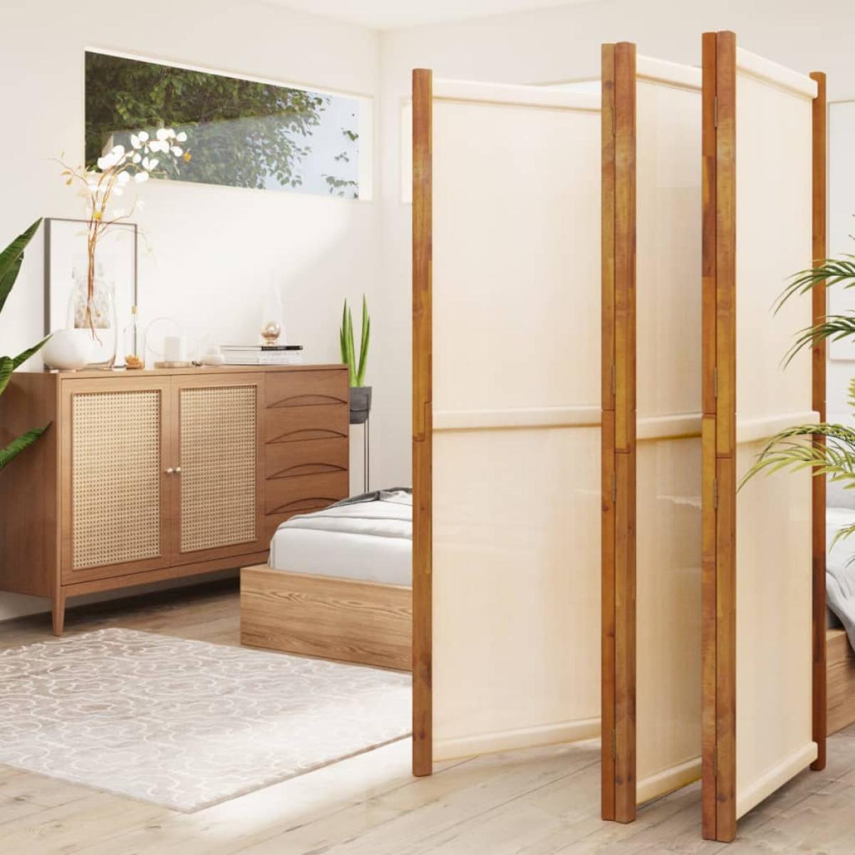 Biombo divisor de 5 paneles blanco crema 350x180 cm