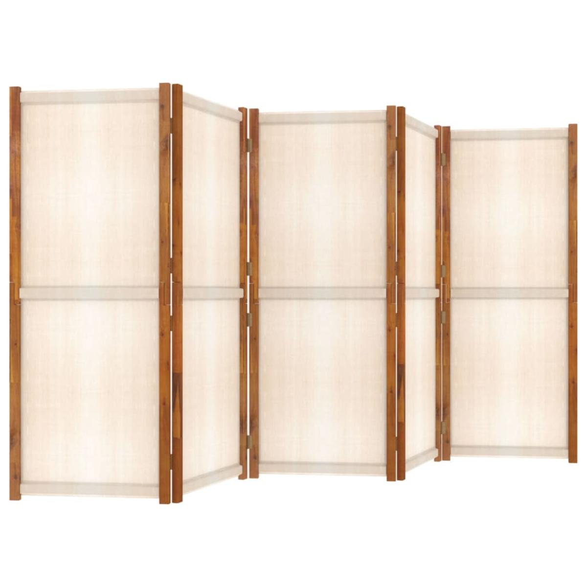 Biombo divisor de 5 paneles blanco crema 350x180 cm