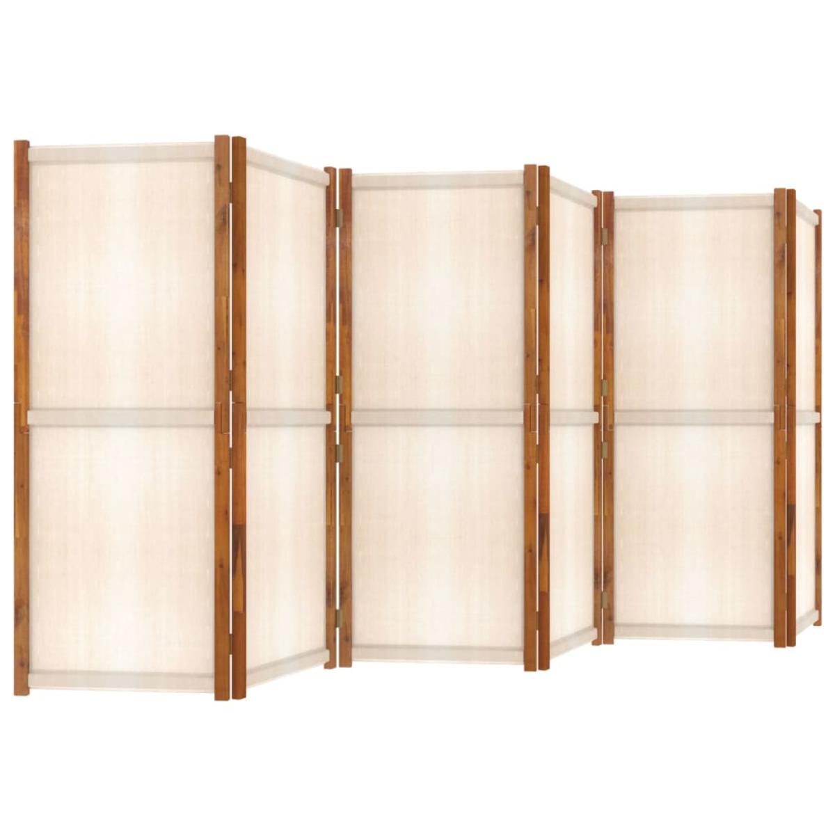 Biombo divisor de 6 paneles blanco crema 420x180 cm