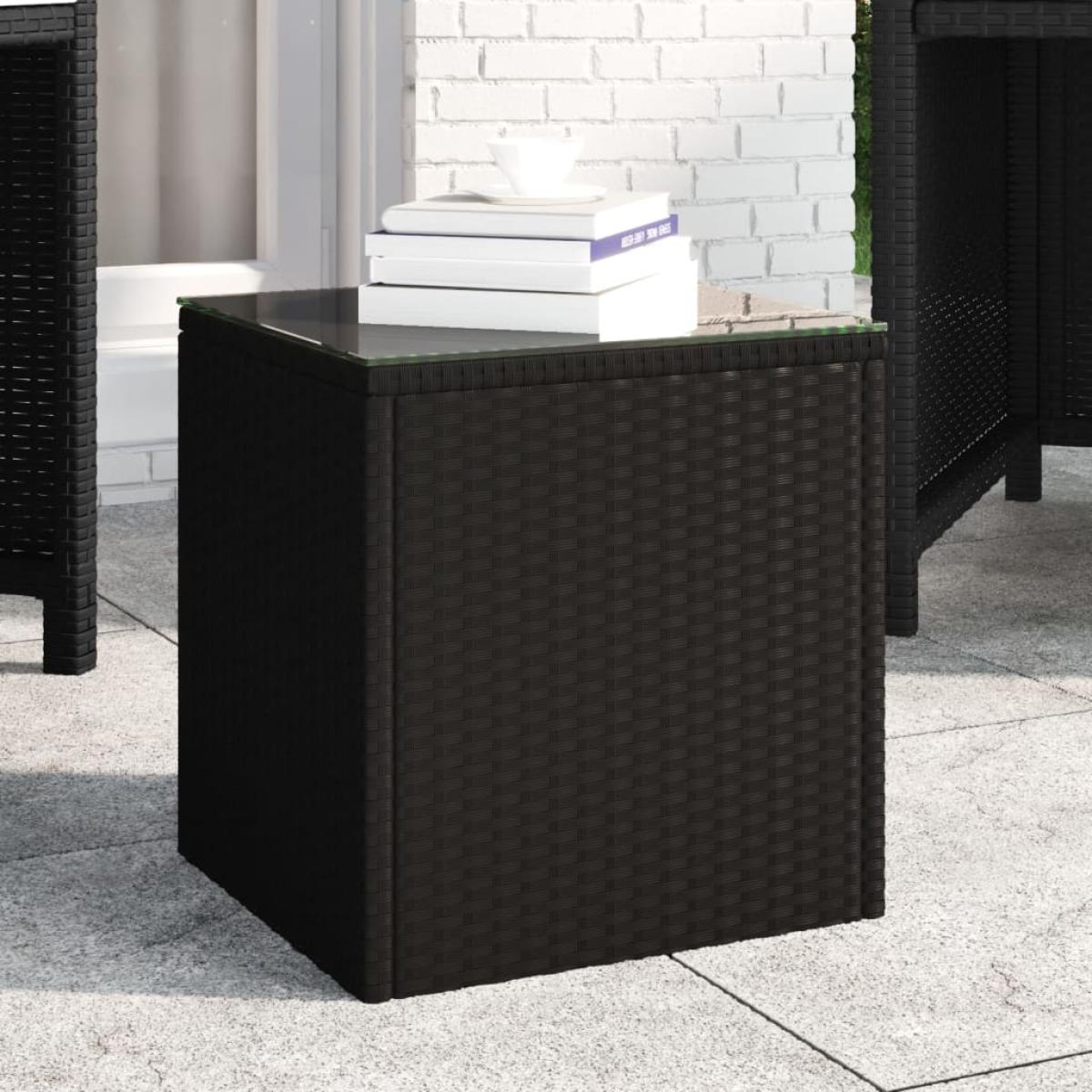 Mesa auxiliar ratán sintético negro 40x37x40,5 cm