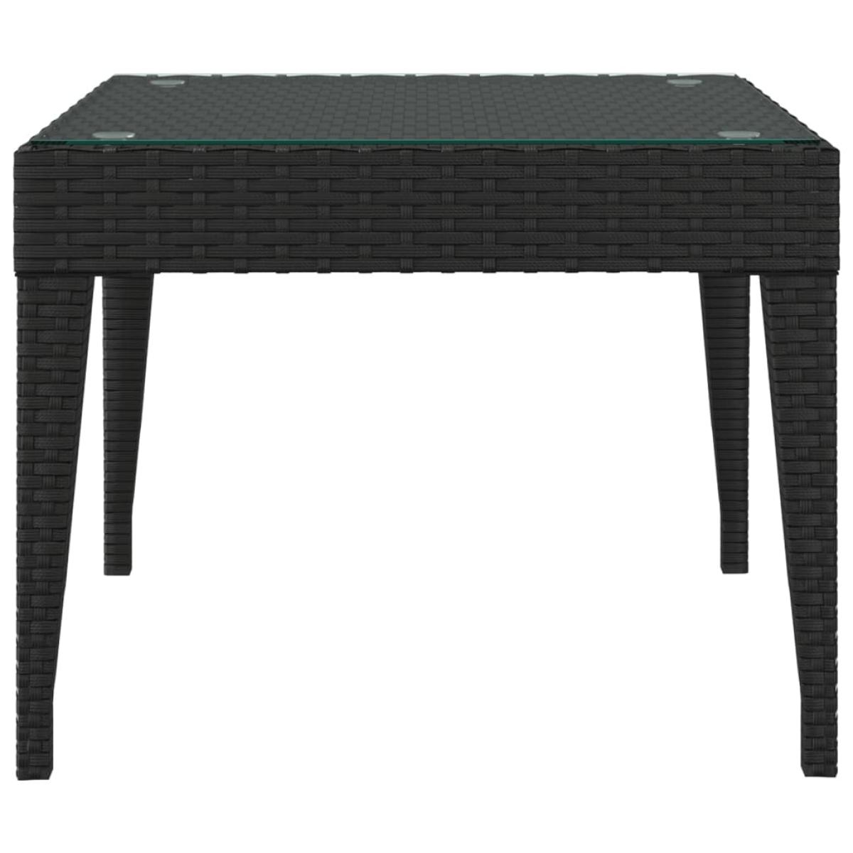 Mesa auxiliar vidrio templado ratán sintético negro 50x50x38 cm
