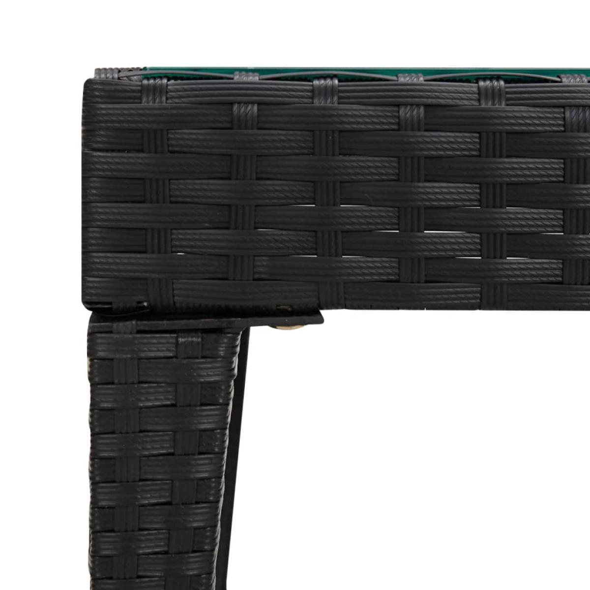 Mesa auxiliar vidrio templado ratán sintético negro 50x50x38 cm