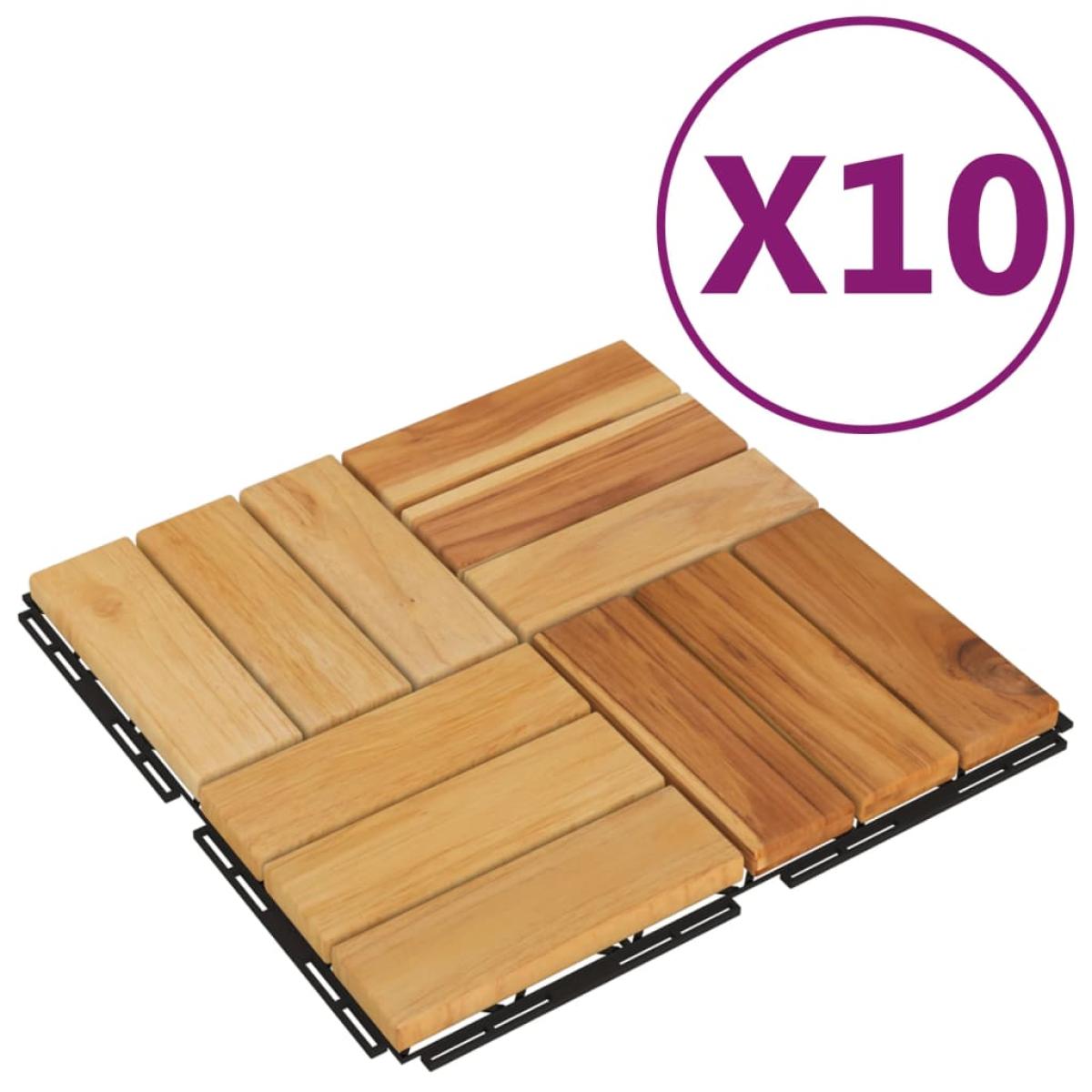 Baldosas de terraza 10 uds madera maciza teca 30x30 cm