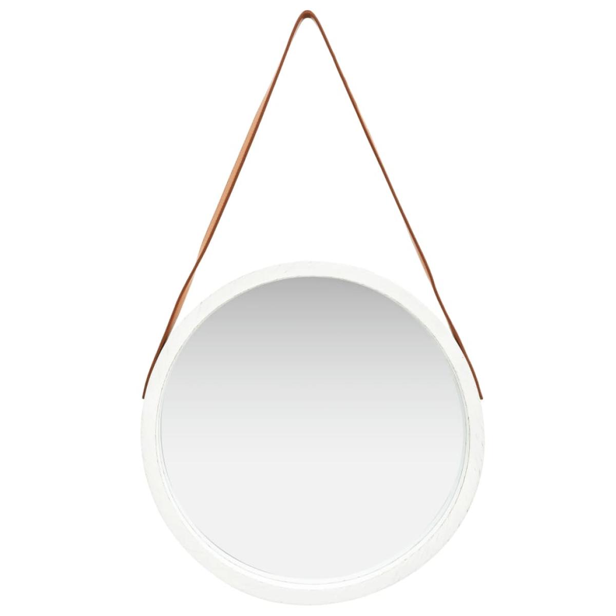 Espejo de pared con correa blanco 50 cm