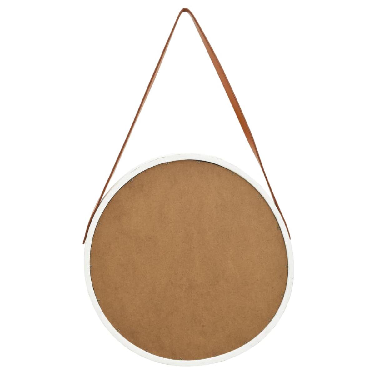 Espejo de pared con correa blanco 50 cm