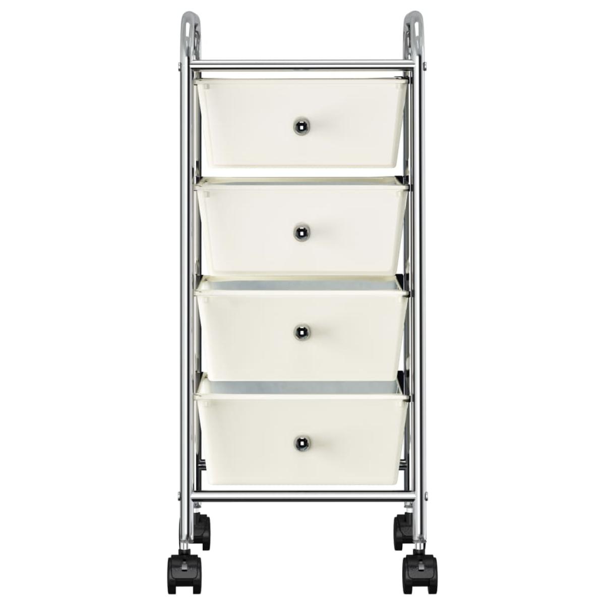 Carrito de almacenaje portátil 4 cajones plástico blanco