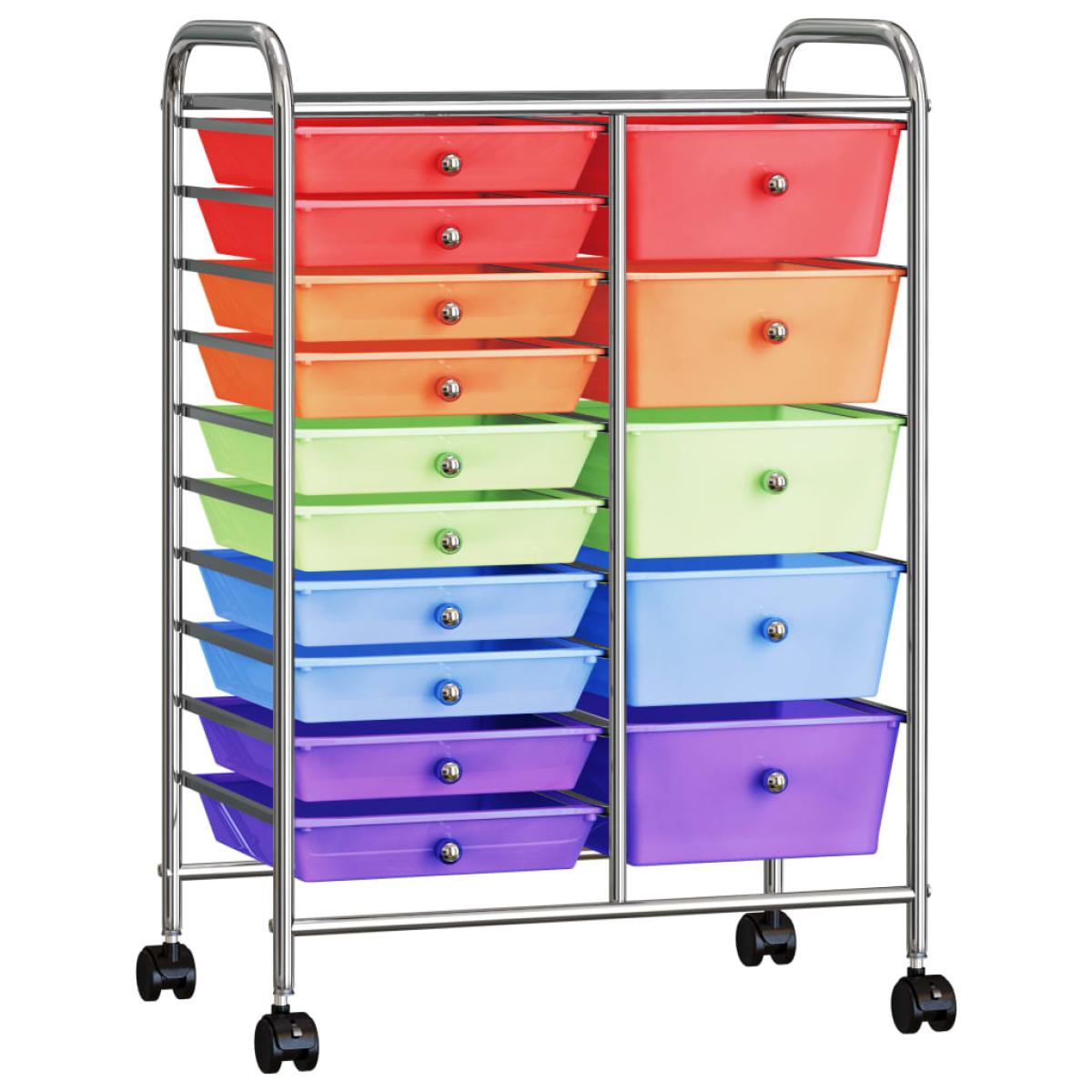 Carrito de almacenaje portátil  XXL 15 cajones plástico multicolor