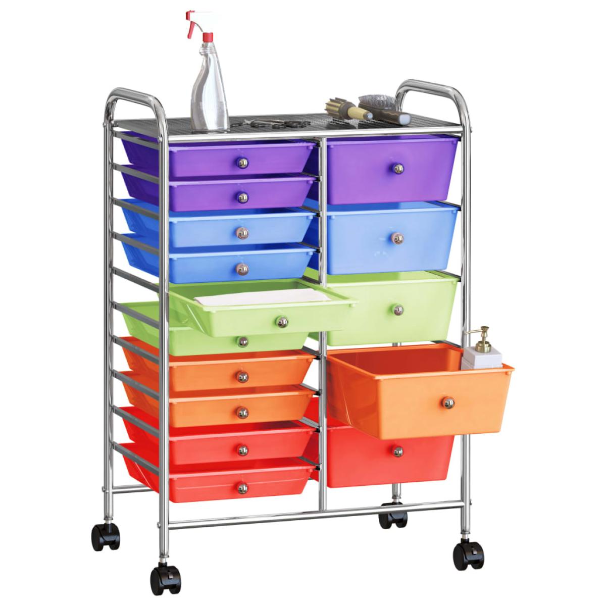 Carrito de almacenaje portátil  XXL 15 cajones plástico multicolor