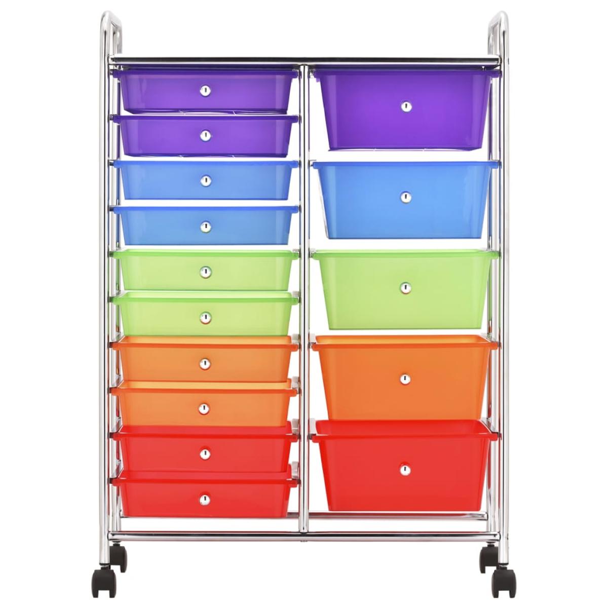 Carrito de almacenaje portátil  XXL 15 cajones plástico multicolor
