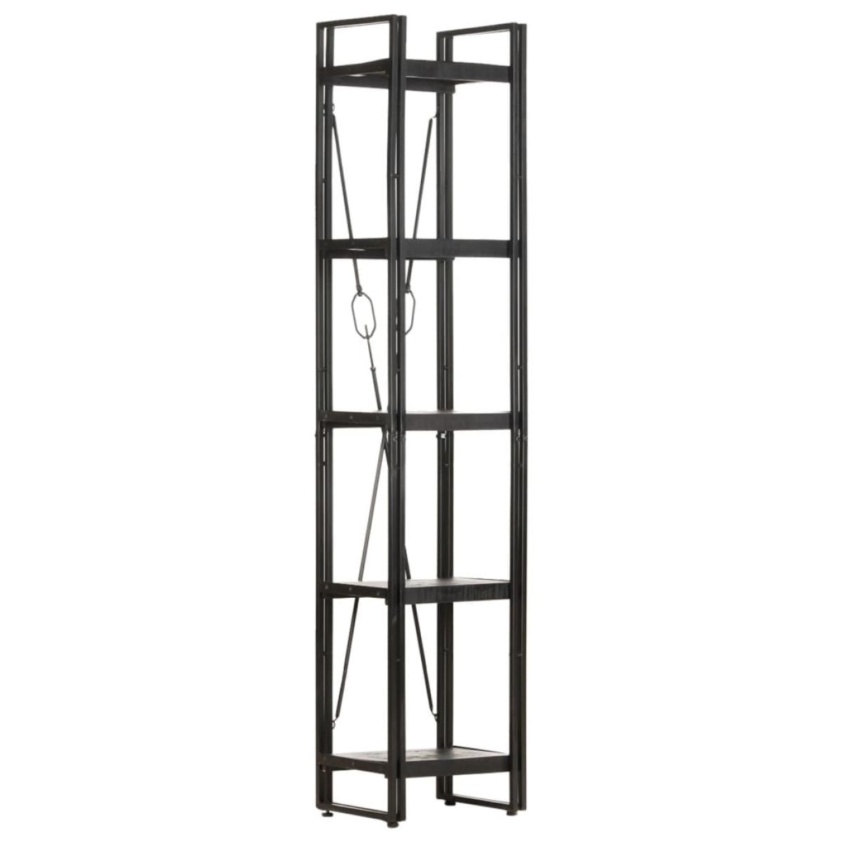 Estantería de 5 niveles madera maciza mango negro 40x30x180 cm