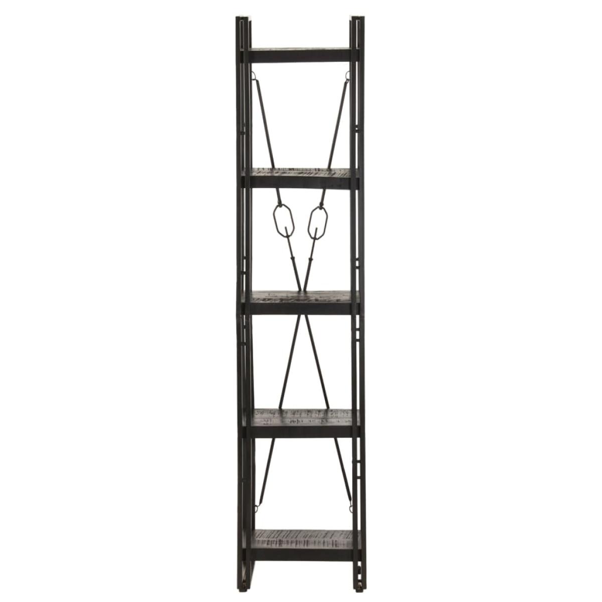 Estantería de 5 niveles madera maciza mango negro 40x30x180 cm