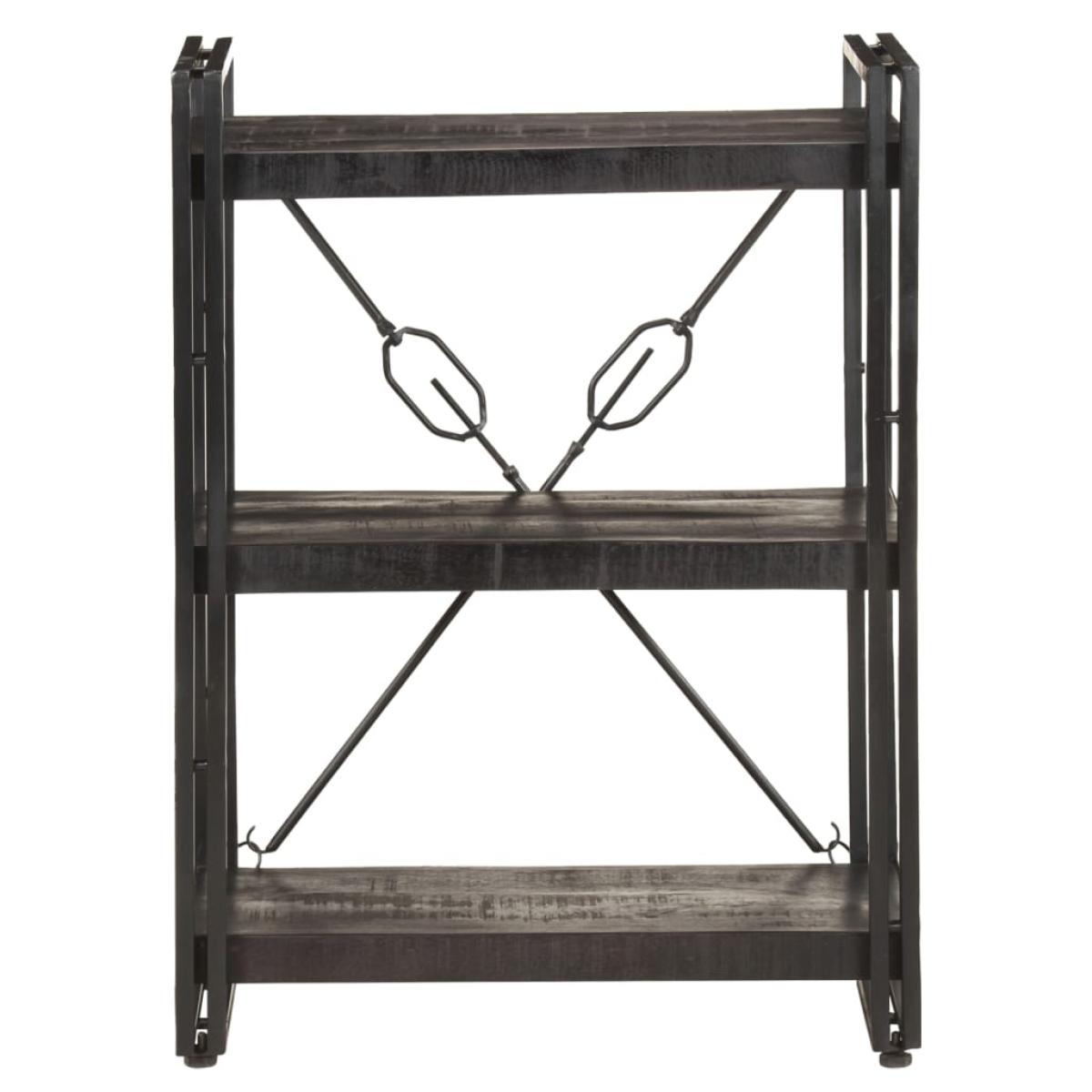Estantería de 3 niveles madera maciza de mango negro 60x30x80cm
