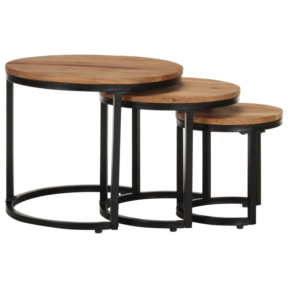 Mesitas auxiliares 3 piezas madera maciza de acacia