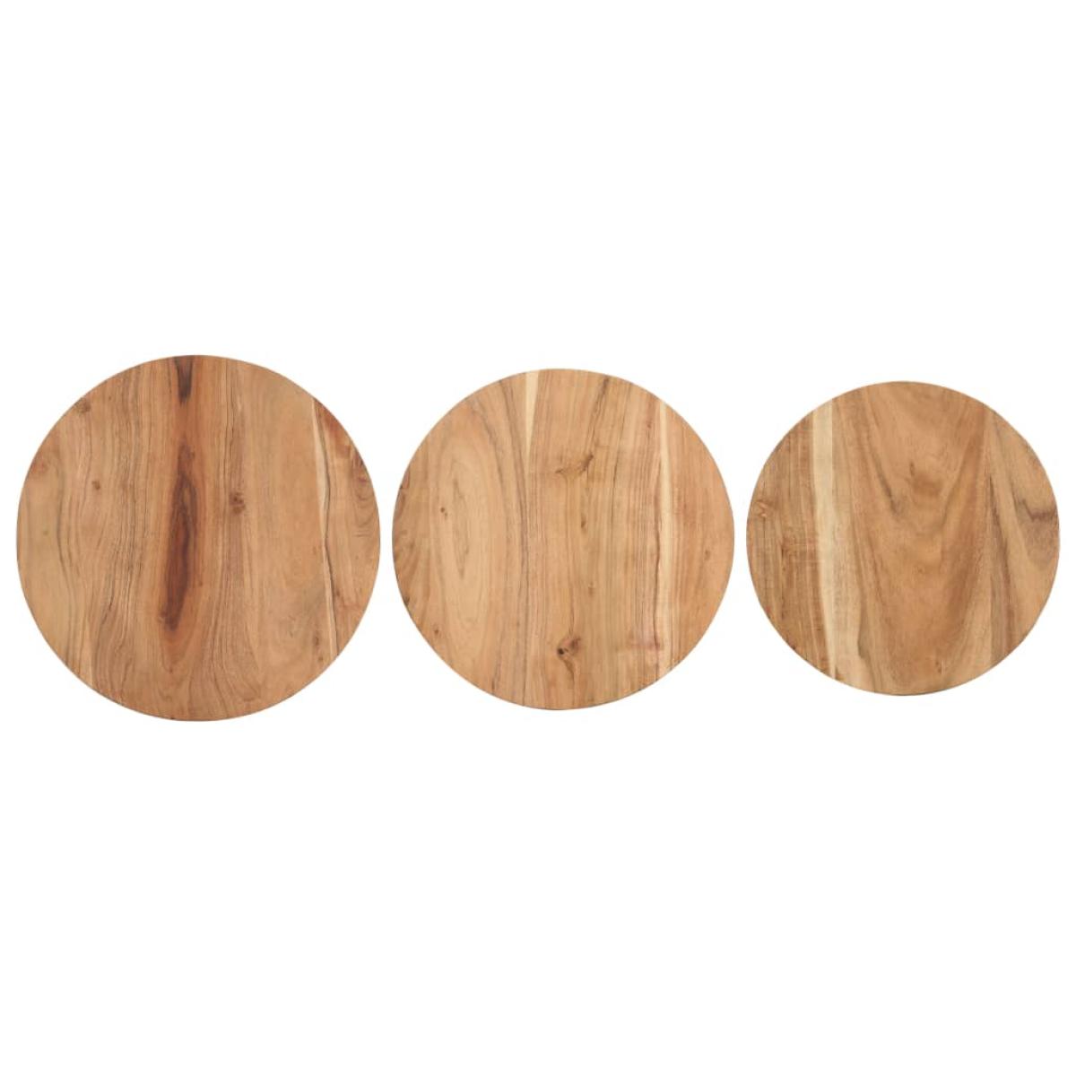 Mesitas auxiliares 3 piezas madera maciza de acacia