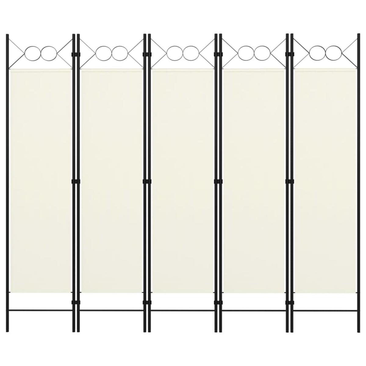 Biombo divisor de 5 paneles blanco crema 200x180 cm