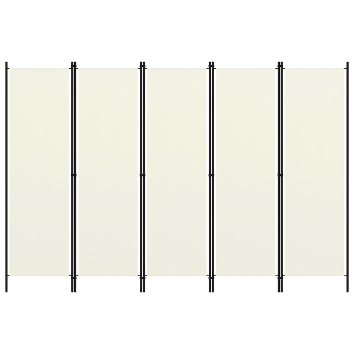 Biombo divisor de 5 paneles blanco crema 250x180 cm