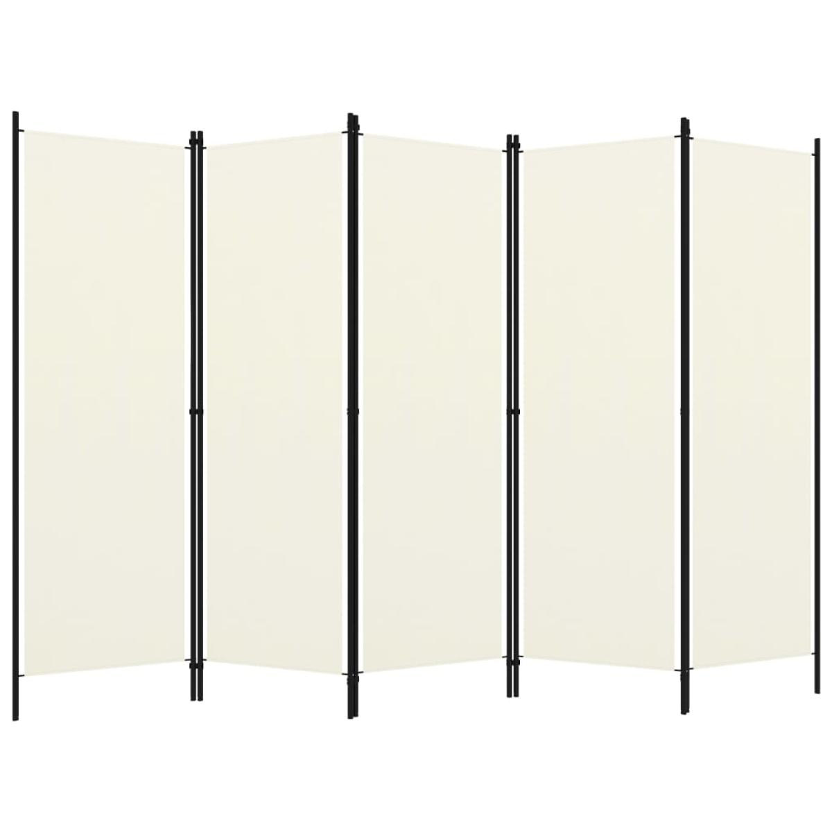 Biombo divisor de 5 paneles blanco crema 250x180 cm
