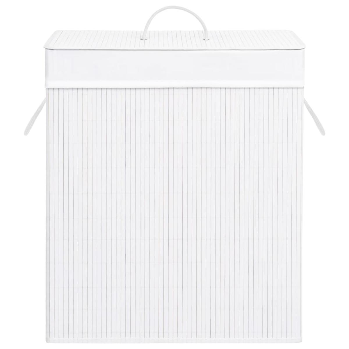 Cesta para la ropa sucia de bambú de una sección blanca 83 l